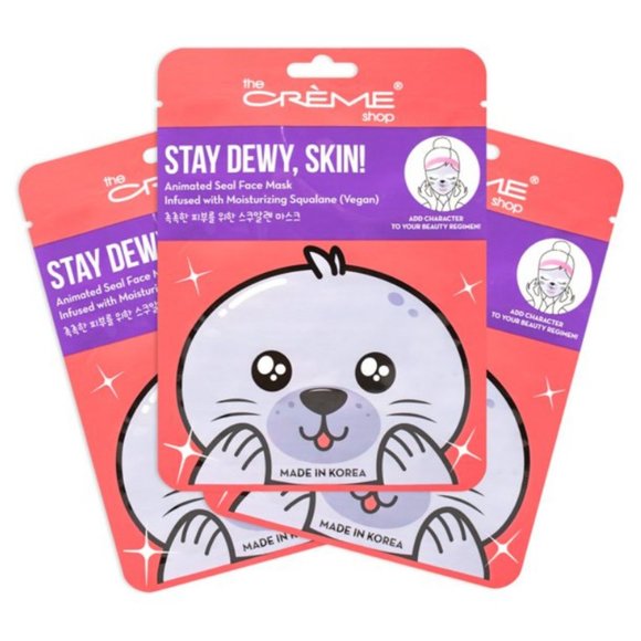 NEW The Creme Shop Set of 3, Stay Dewy, Skin! Animated Seal Face Mask - Picture 1 of 4